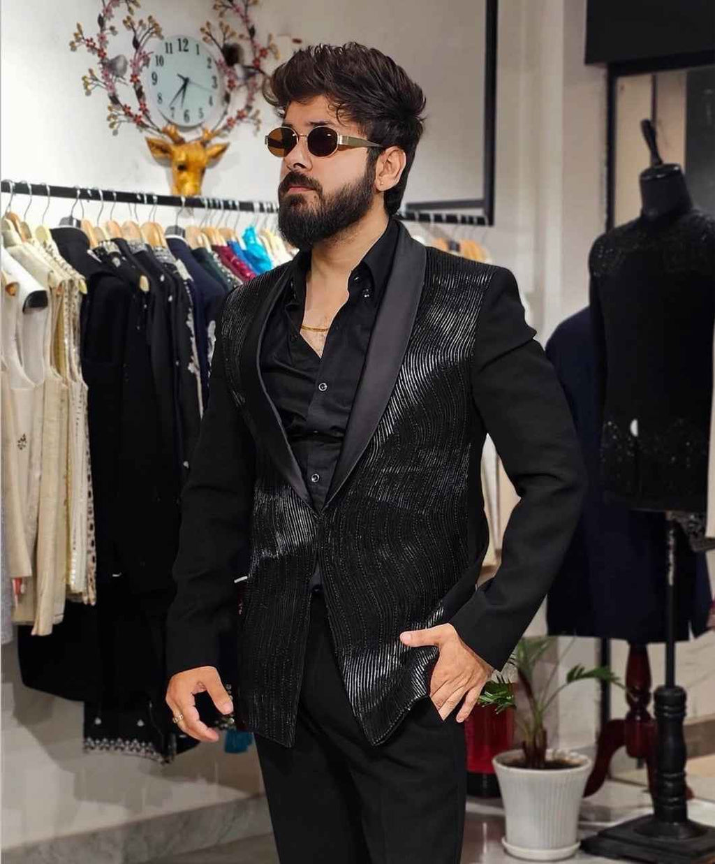 Leather Work Tuxedo With Pants And Black Shirt