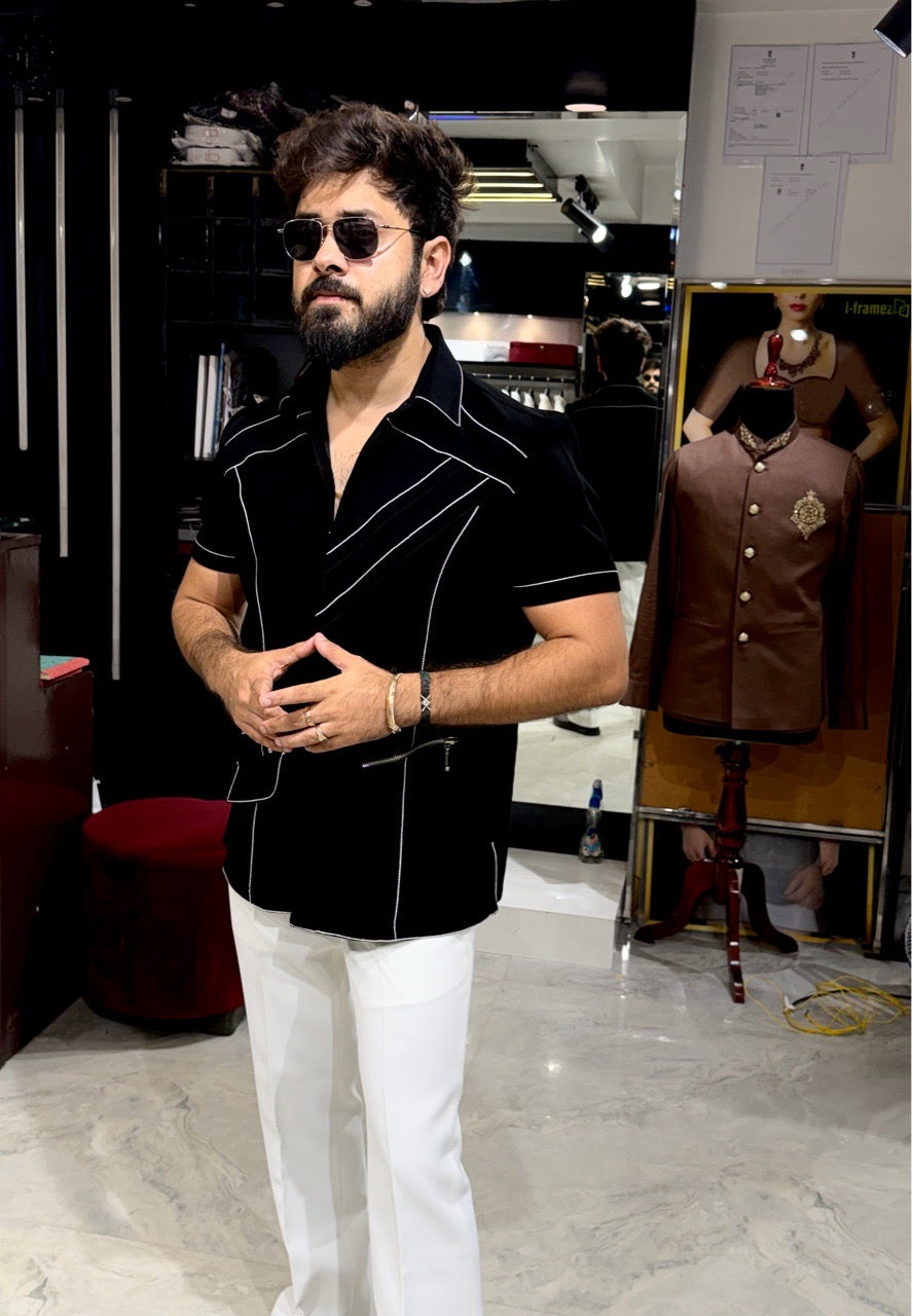 Half Sleeves Threadwork Shirt